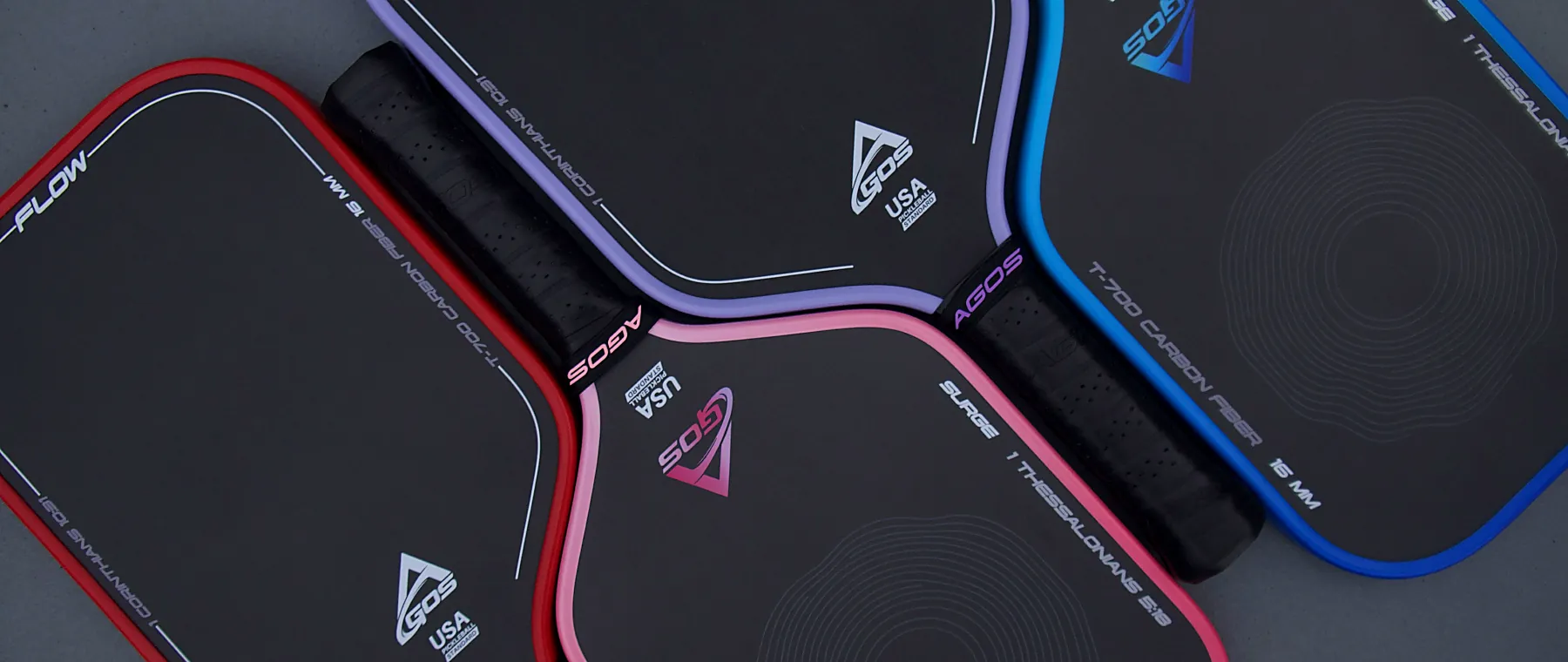 The four AGOS colourways laid out together