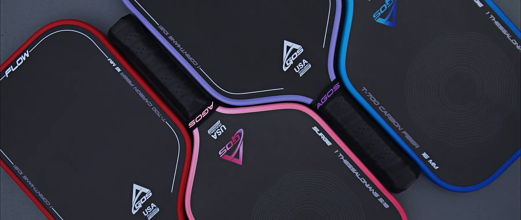 The four AGOS colourways laid out together
